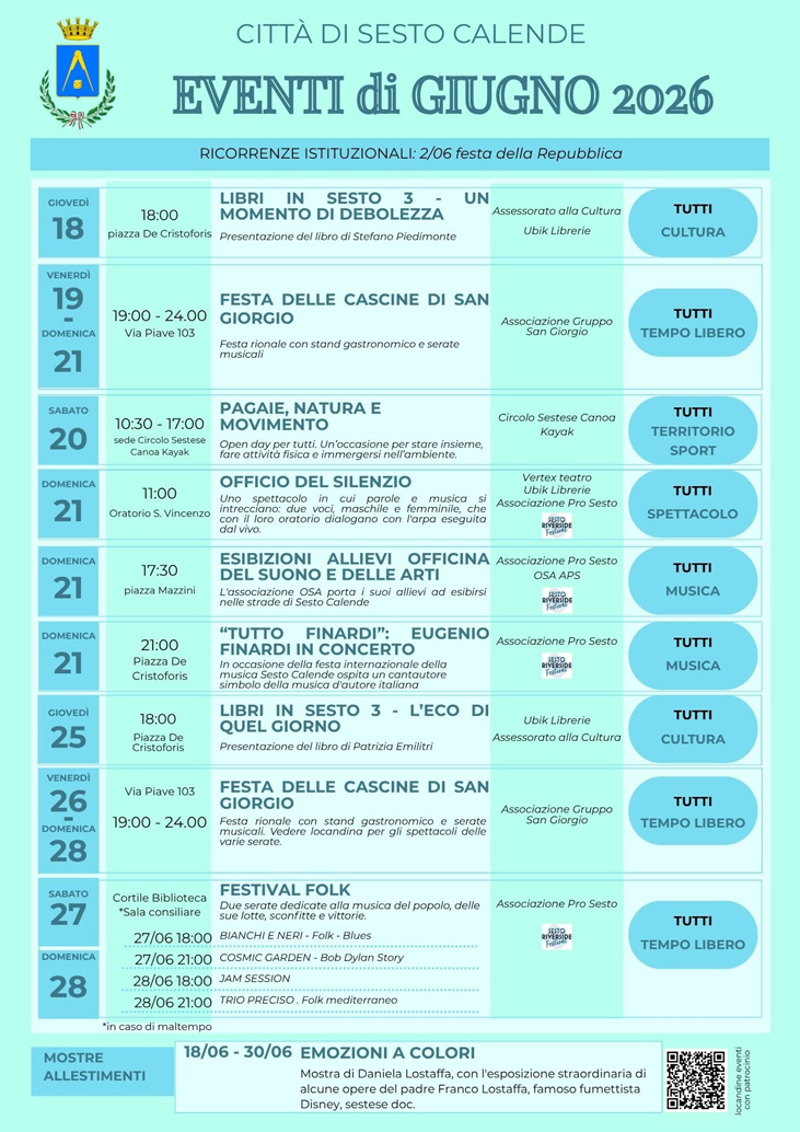 Calendario giugno 2026 c